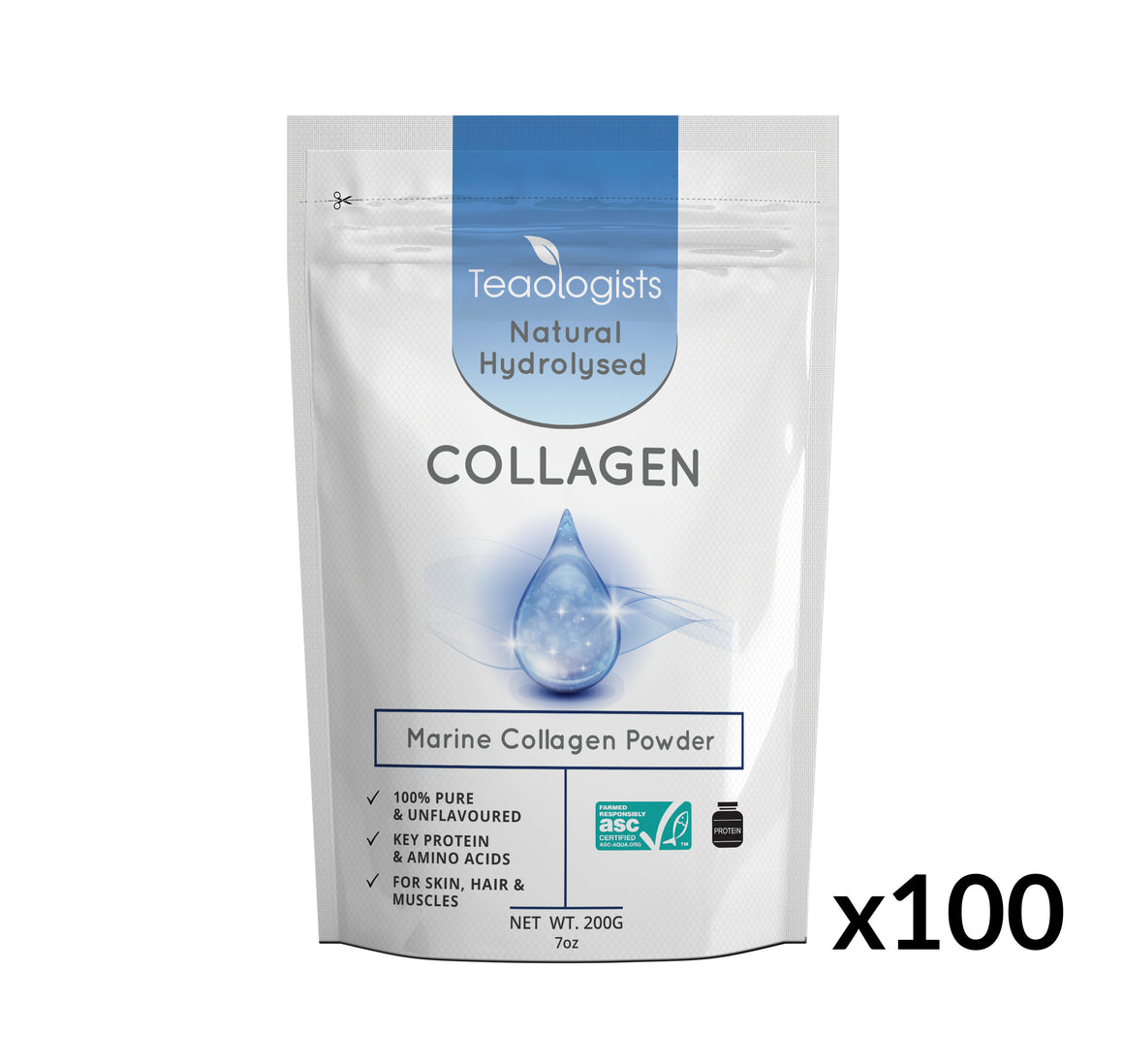 Marine Collagen Peptides Powder Protein Supplement 20kg (100 x 200g)