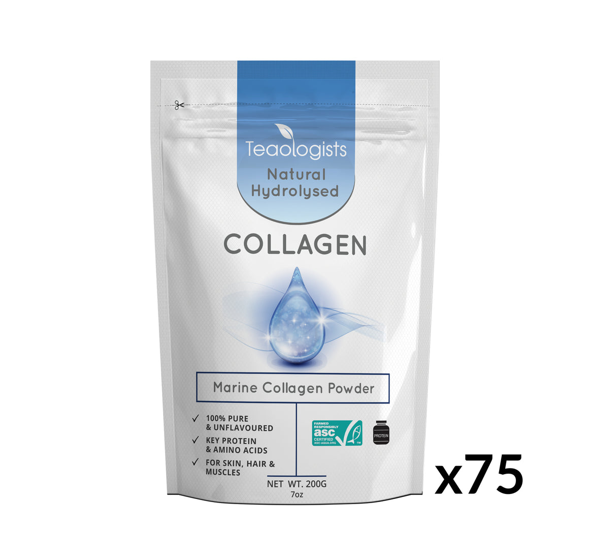 Marine Collagen Peptides Powder Protein Supplement 15kg (75 x 200g)