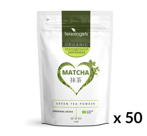 Matcha Green Tea - Organic Japanese Ceremonial Grade BULK BUY 2000g (50 x 40g)